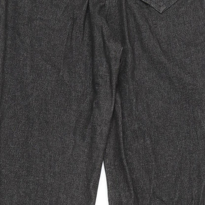 Oasis Womens Grey Cotton Blend Flared Jeans Size 12 L30 in Regular Zip