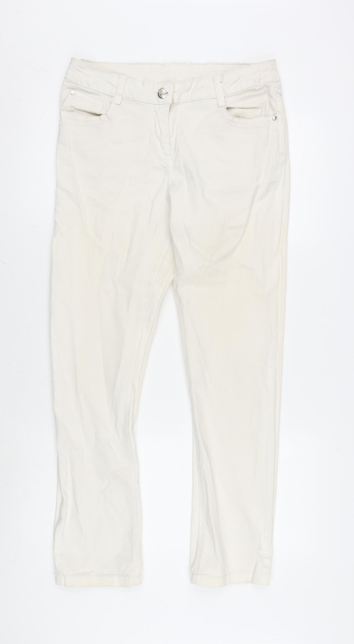 Womens UK Size 12 Papaya Regular Fit Straight Ivory Jeans