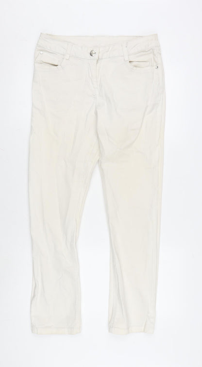 Womens UK Size 12 Papaya Regular Fit Straight Ivory Jeans
