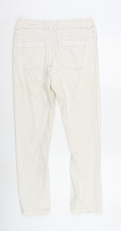 Womens UK Size 12 Papaya Regular Fit Straight Ivory Jeans