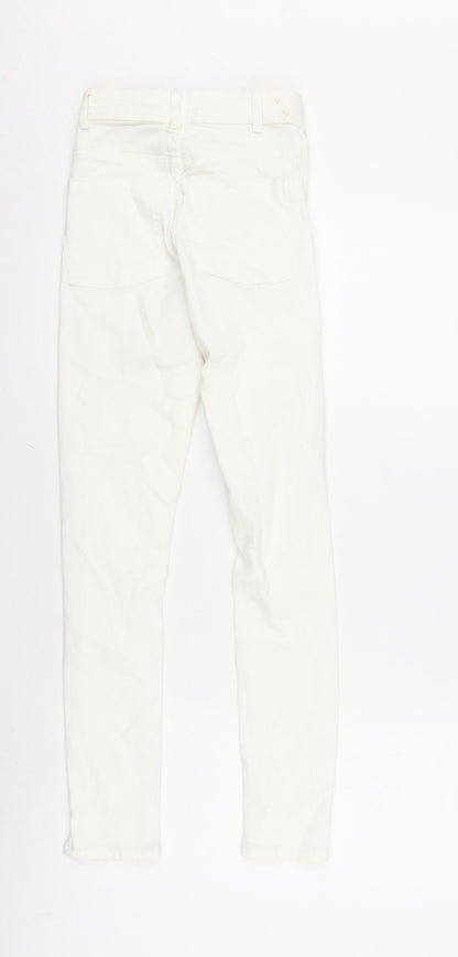 Berksha Girls Ivory Cotton Tapered Jeans Size XS L27.5 in Regular Zip - Distressed
