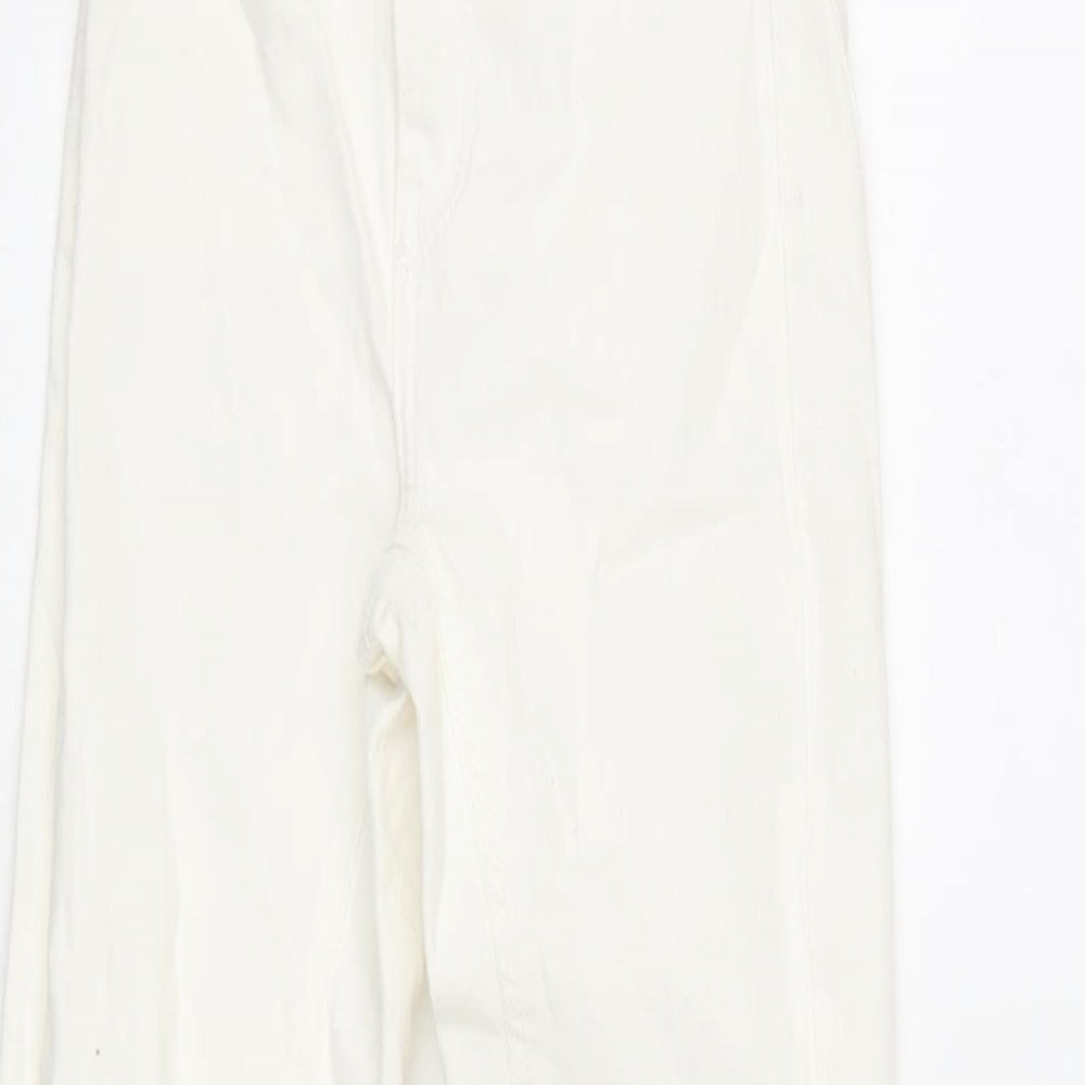 Berksha Girls Ivory Cotton Tapered Jeans Size XS L27.5 in Regular Zip - Distressed