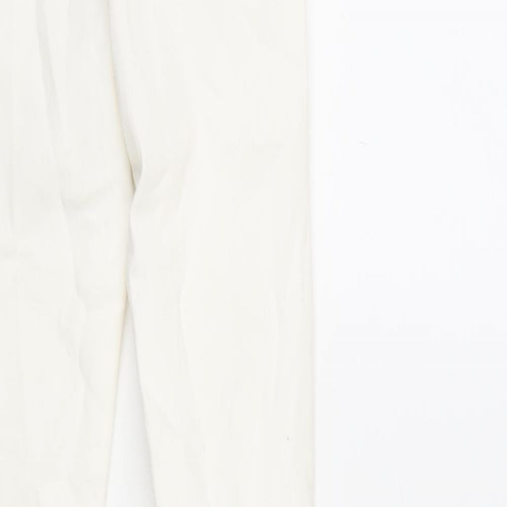 Berksha Girls Ivory Cotton Tapered Jeans Size XS L27.5 in Regular Zip - Distressed