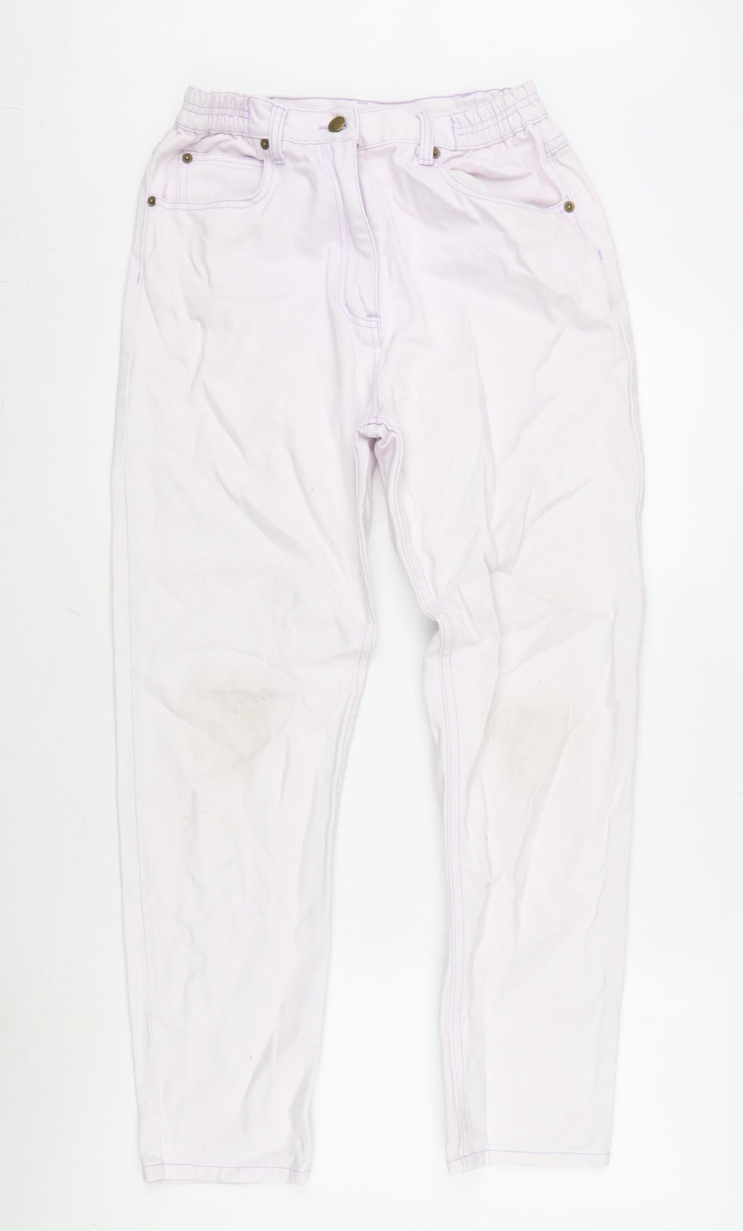Mackays Womens Pink Cotton Straight Jeans Size 12 L27 in Regular Zip