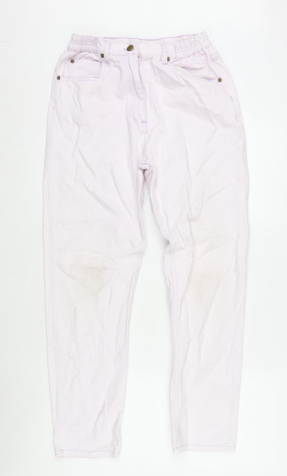 Mackays Womens Pink Cotton Straight Jeans Size 12 L27 in Regular Zip