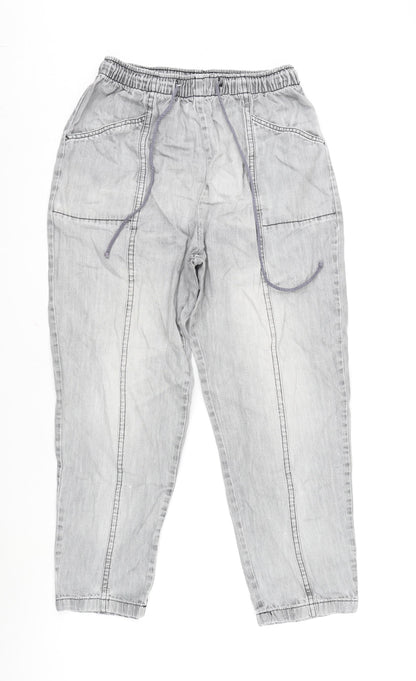 Amber Womens Grey Cotton Tapered Jeans Size 14 L25 in Regular Tie