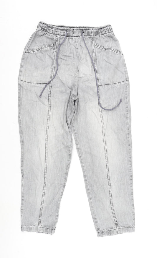 Amber Womens Grey Cotton Tapered Jeans Size 14 L25 in Regular Tie