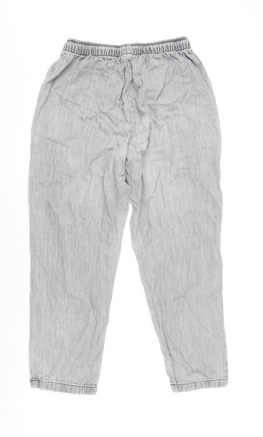 Amber Womens Grey Cotton Tapered Jeans Size 14 L25 in Regular Tie