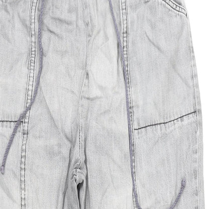 Amber Womens Grey Cotton Tapered Jeans Size 14 L25 in Regular Tie