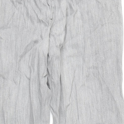 Amber Womens Grey Cotton Tapered Jeans Size 14 L25 in Regular Tie