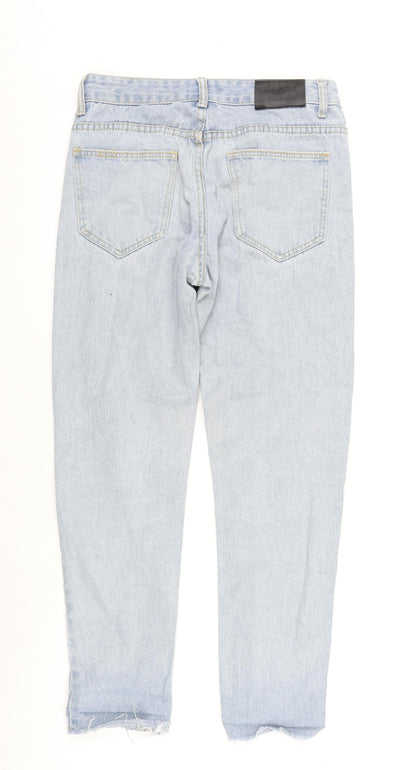 Boohoo MAN Mens Blue Cotton Straight Jeans Size 30 in L28 in Regular Zip - Raw Hem