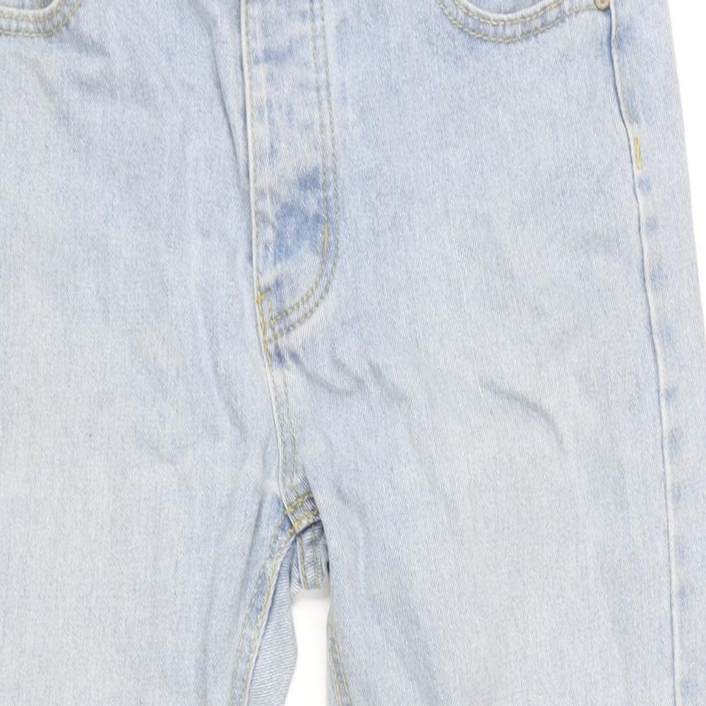 Boohoo MAN Mens Blue Cotton Straight Jeans Size 30 in L28 in Regular Zip - Raw Hem