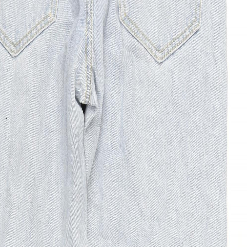 Boohoo MAN Mens Blue Cotton Straight Jeans Size 30 in L28 in Regular Zip - Raw Hem