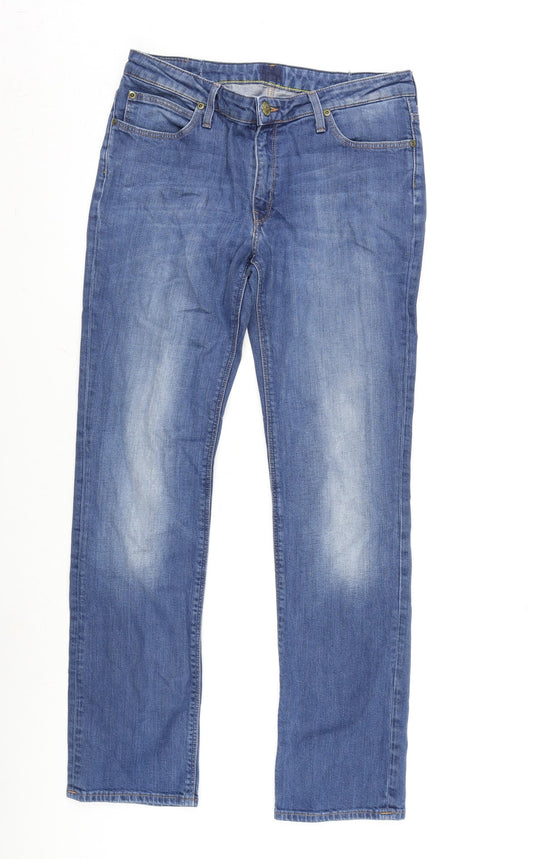 Lee Womens Blue Cotton Straight Jeans Size 33 in L30 in Regular Zip