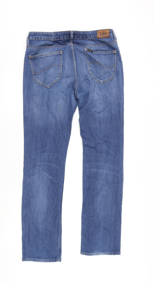 Lee Womens Blue Cotton Straight Jeans Size 33 in L30 in Regular Zip