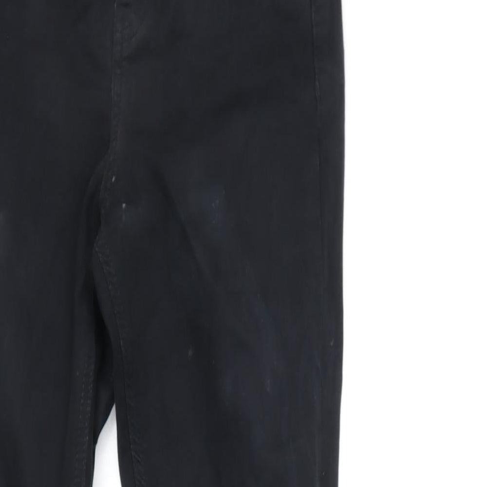 Topshop Womens Black Cotton Blend Tapered Jeans Size 25 in L32 in Regular Zip
