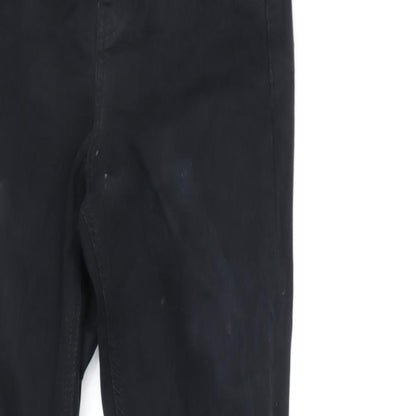 Topshop Womens Black Cotton Blend Tapered Jeans Size 25 in L32 in Regular Zip