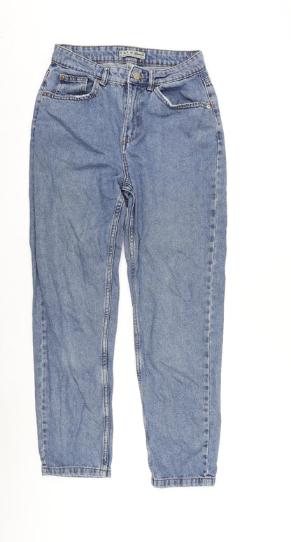 Denim & Co. Womens Blue Cotton Straight Jeans Size 8 L26 in Regular Zip