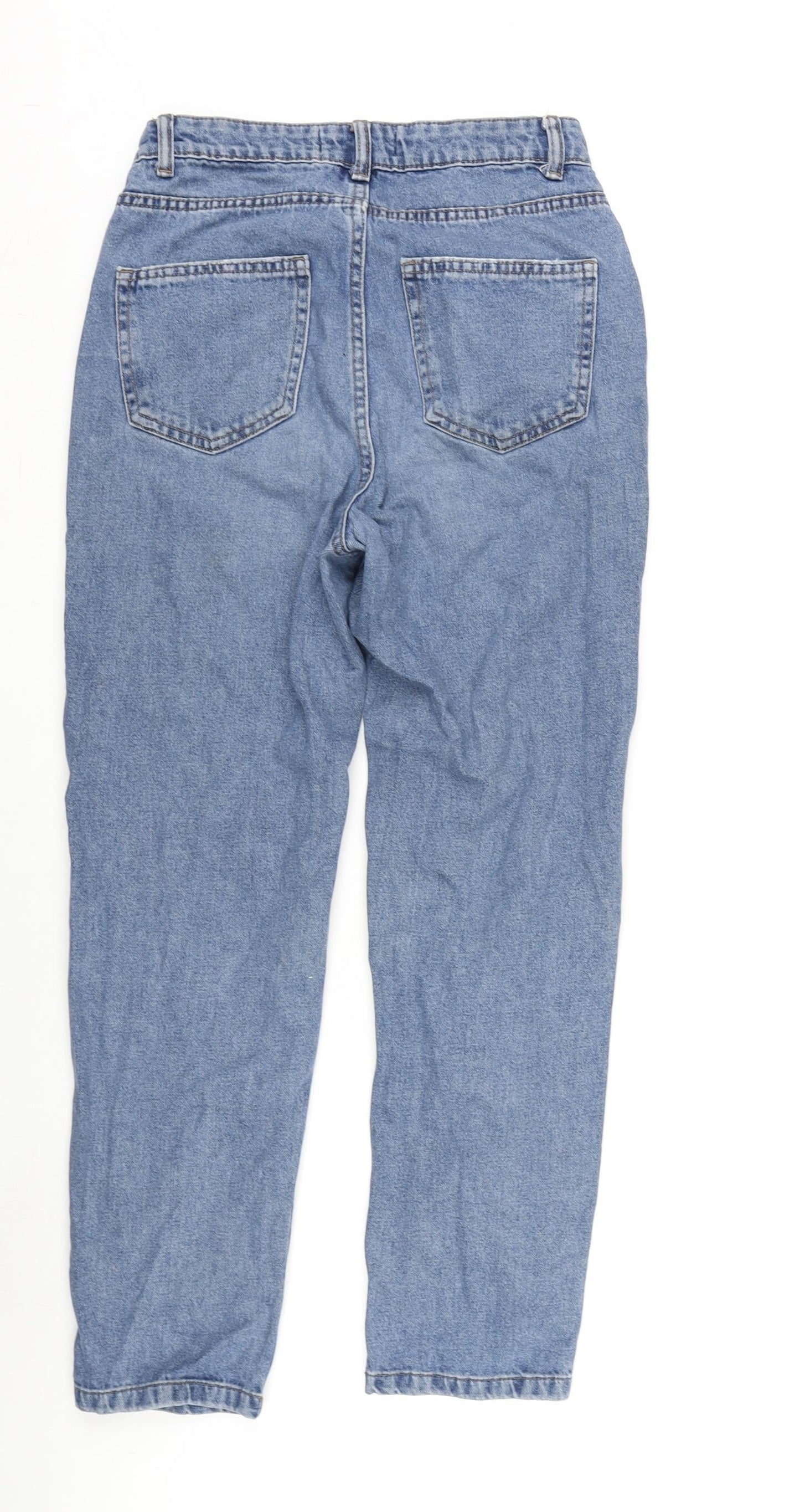 Denim & Co. Womens Blue Cotton Straight Jeans Size 8 L26 in Regular Zip