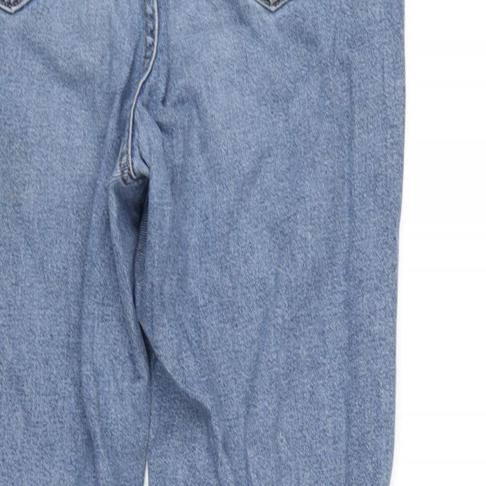 Denim & Co. Womens Blue Cotton Straight Jeans Size 8 L26 in Regular Zip