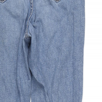 Denim & Co. Womens Blue Cotton Straight Jeans Size 8 L26 in Regular Zip