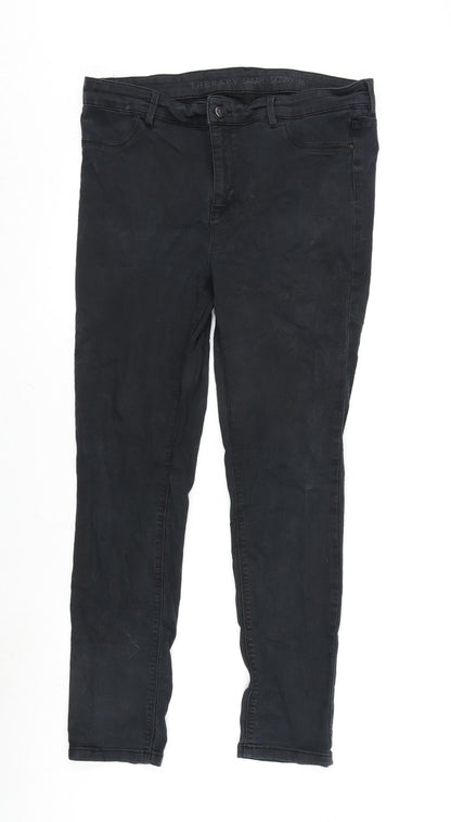 Therapy Sarah Womens Black Cotton Blend Skinny Jeans Size 16 L26.5 in Regular Zip