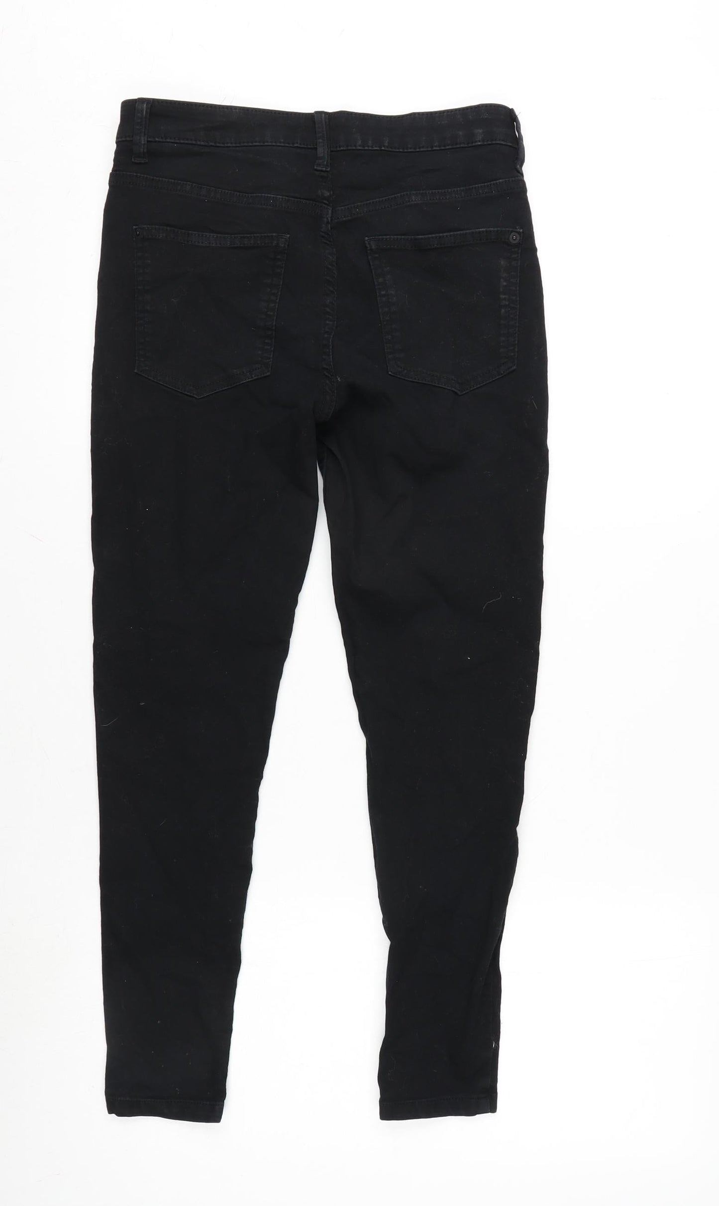 Marks and Spencer Womens Black Cotton Blend Skinny Jeans Size 10 L24.5 in Regular Zip