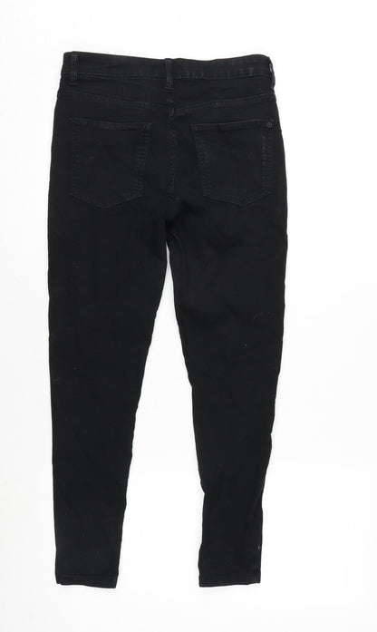 Marks and Spencer Womens Black Cotton Blend Skinny Jeans Size 10 L24.5 in Regular Zip