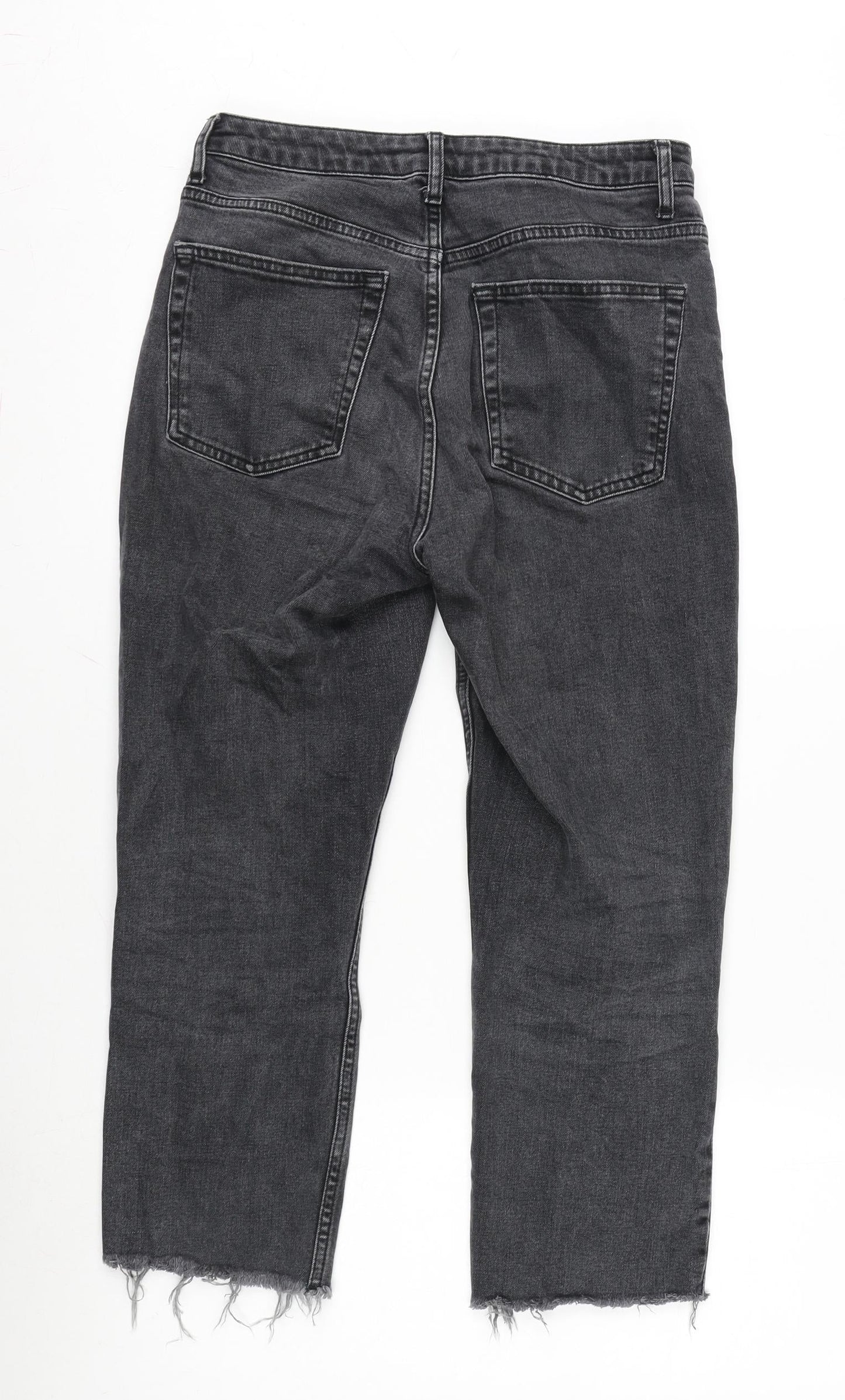 Topshop Womens Grey Cotton Blend Straight Jeans Size 28 L28 in Regular Zip