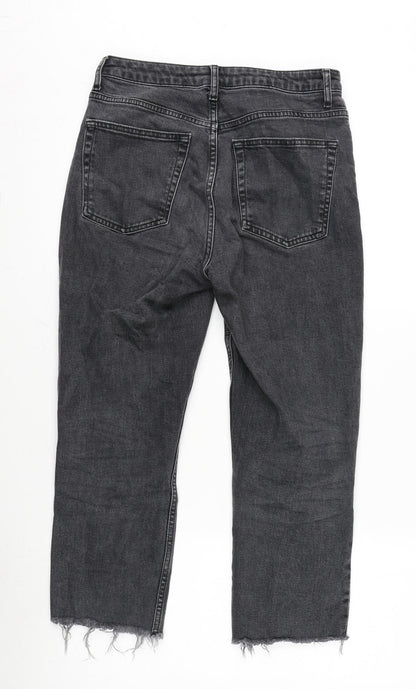 Topshop Womens Grey Cotton Blend Straight Jeans Size 28 L28 in Regular Zip
