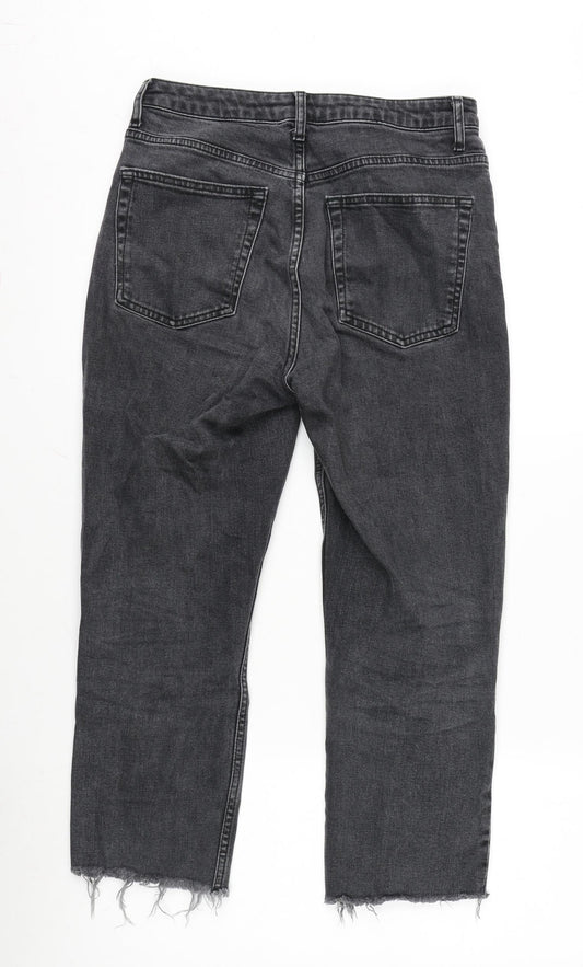Topshop Womens Grey Cotton Blend Straight Jeans Size 28 L28 in Regular Zip