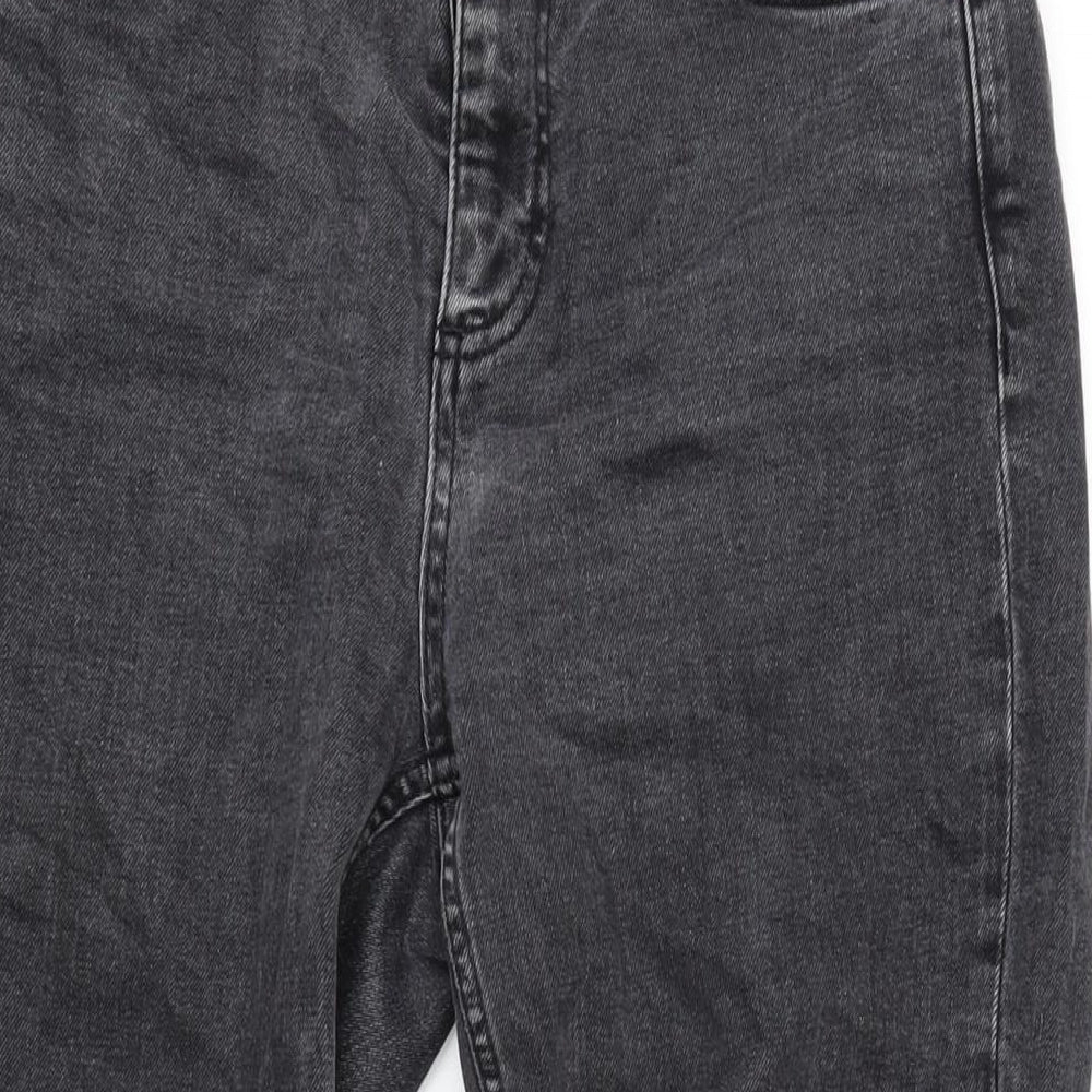 Topshop Womens Grey Cotton Blend Straight Jeans Size 28 L28 in Regular Zip