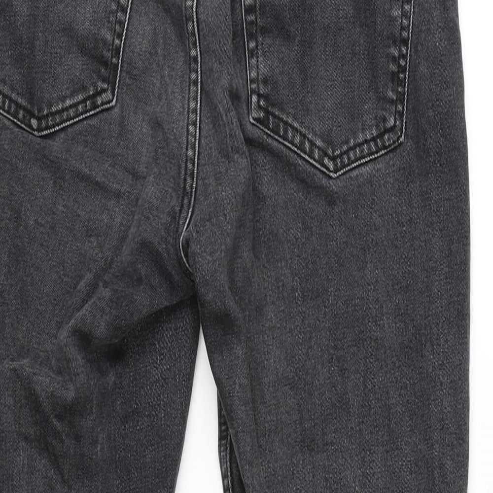 Topshop Womens Grey Cotton Blend Straight Jeans Size 28 L28 in Regular Zip