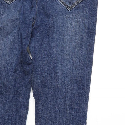 NEXT Womens Blue Cotton Blend Tapered Jeans Size 12 L27 in Regular Zip