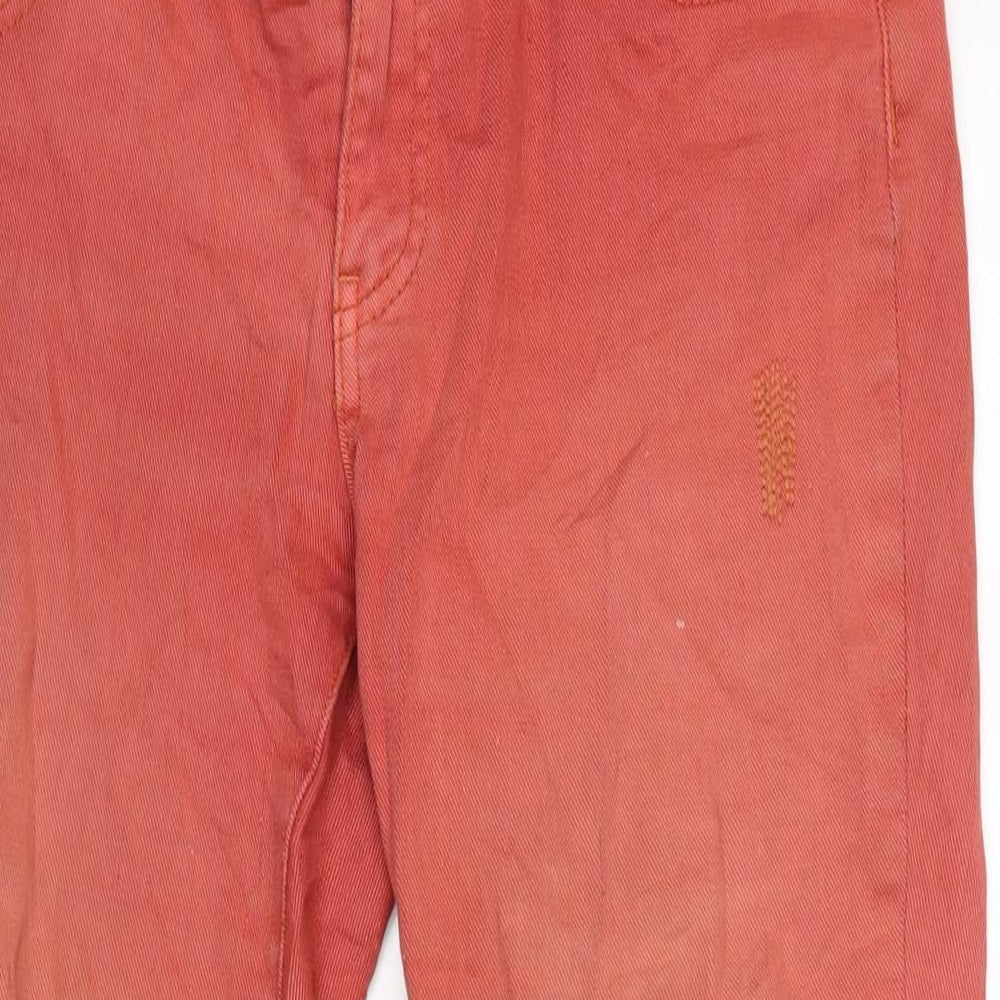La Radoute Womens Red Cotton Blend Straight Jeans Size 34 in L26 in Regular Zip - Embroidery in places.