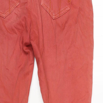La Radoute Womens Red Cotton Blend Straight Jeans Size 34 in L26 in Regular Zip - Embroidery in places.
