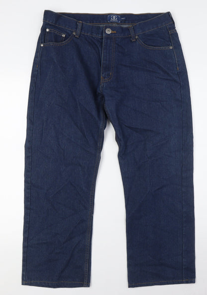 Giorgio Mens Blue Cotton Straight Jeans Size 34 in L27 in Regular Tie