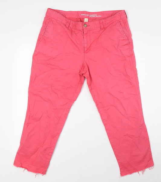 Gap Womens Pink Cotton Cropped Jeans Size 14 L25 in Regular Zip - Raw Hem, Girlfriend