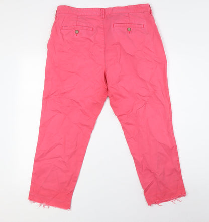 Gap Womens Pink Cotton Cropped Jeans Size 14 L25 in Regular Zip - Raw Hem, Girlfriend