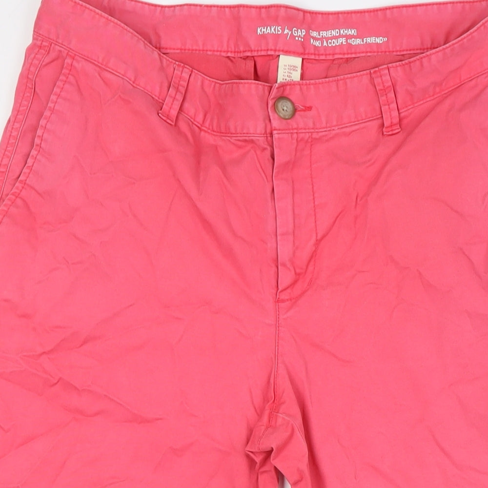 Gap Womens Pink Cotton Cropped Jeans Size 14 L25 in Regular Zip - Raw Hem, Girlfriend
