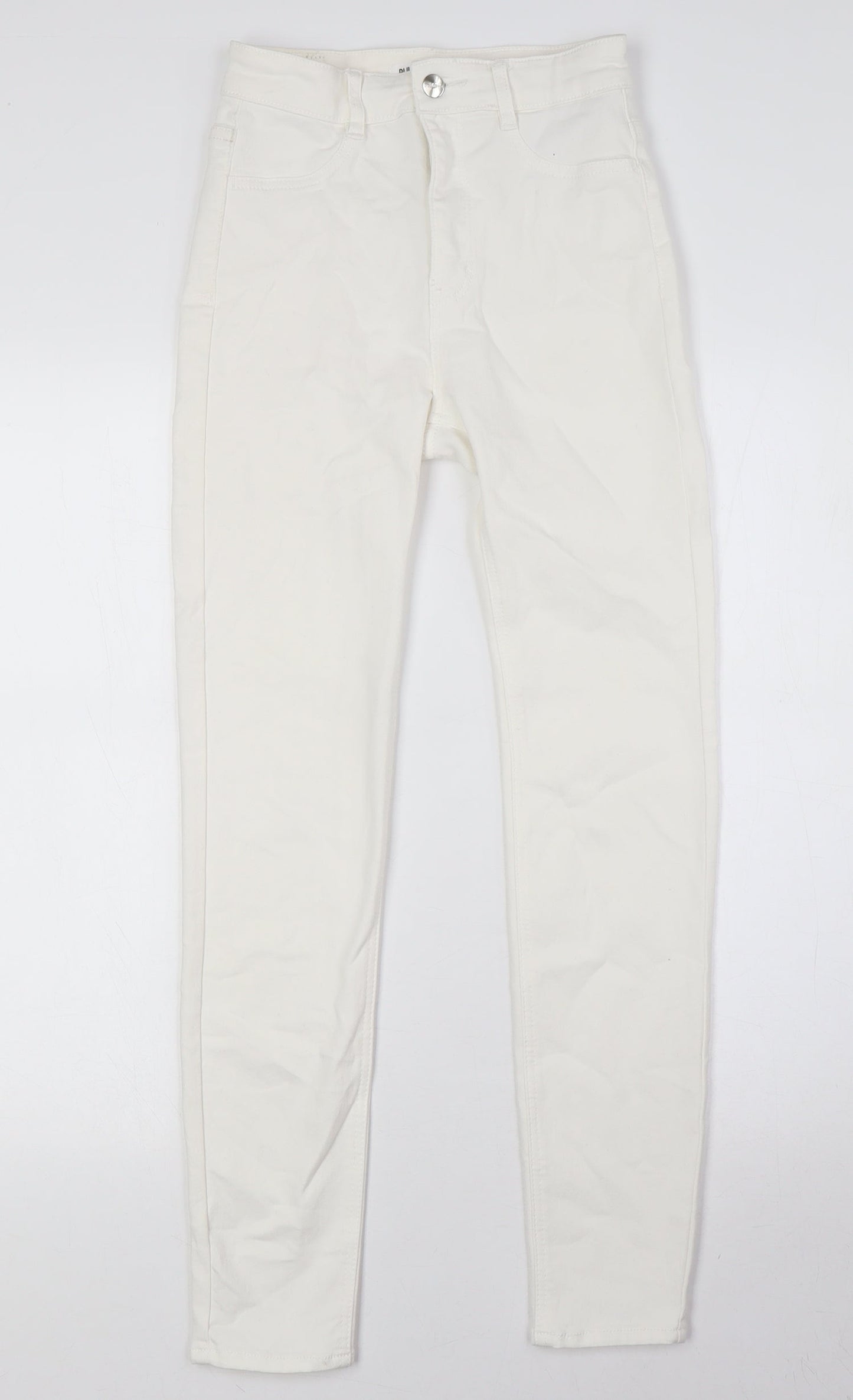 Pull&Bear Womens White Cotton Skinny Jeans Size 6 L28 in Regular Zip