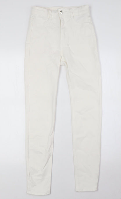 Pull&Bear Womens White Cotton Skinny Jeans Size 6 L28 in Regular Zip