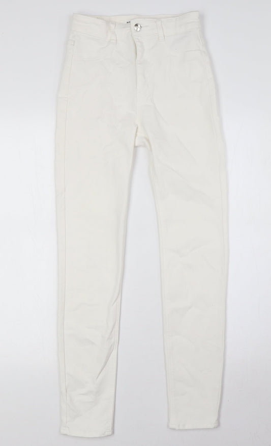 Pull&Bear Womens White Cotton Skinny Jeans Size 6 L28 in Regular Zip