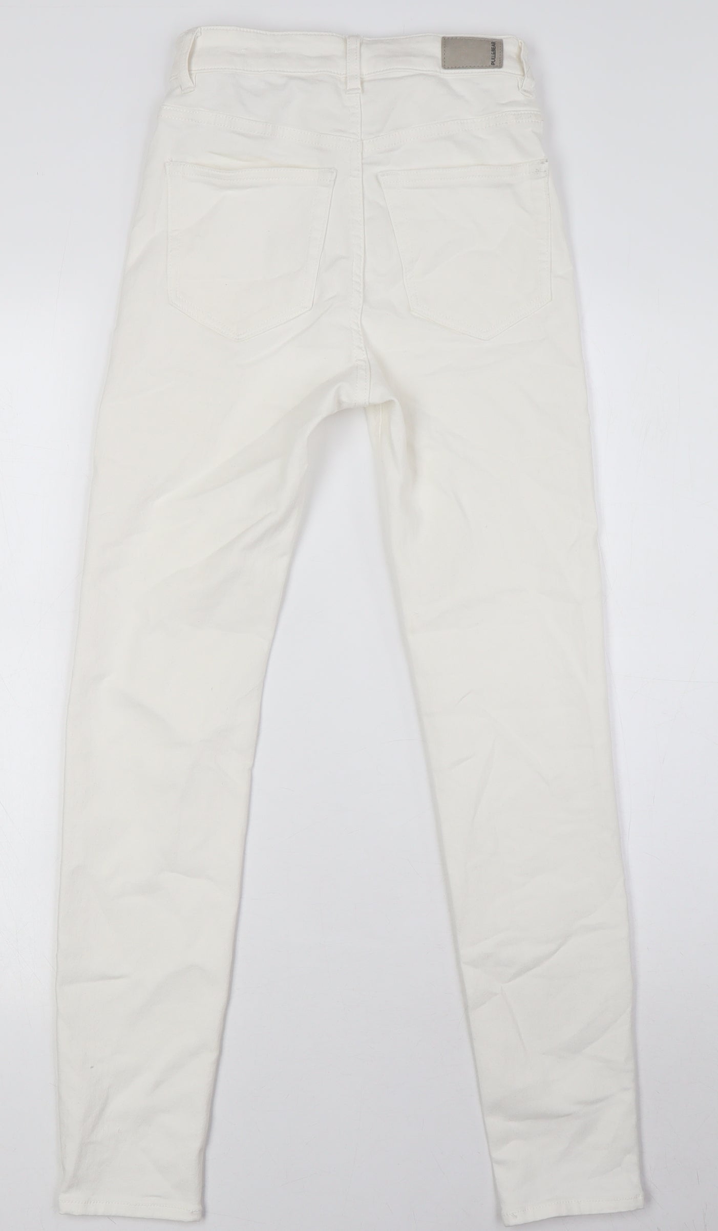 Pull&Bear Womens White Cotton Skinny Jeans Size 6 L28 in Regular Zip