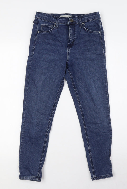 Topshop Womens Blue Cotton Skinny Jeans Size 28 L24 in Regular Zip