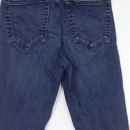 Topshop Womens Blue Cotton Skinny Jeans Size 28 L24 in Regular Zip