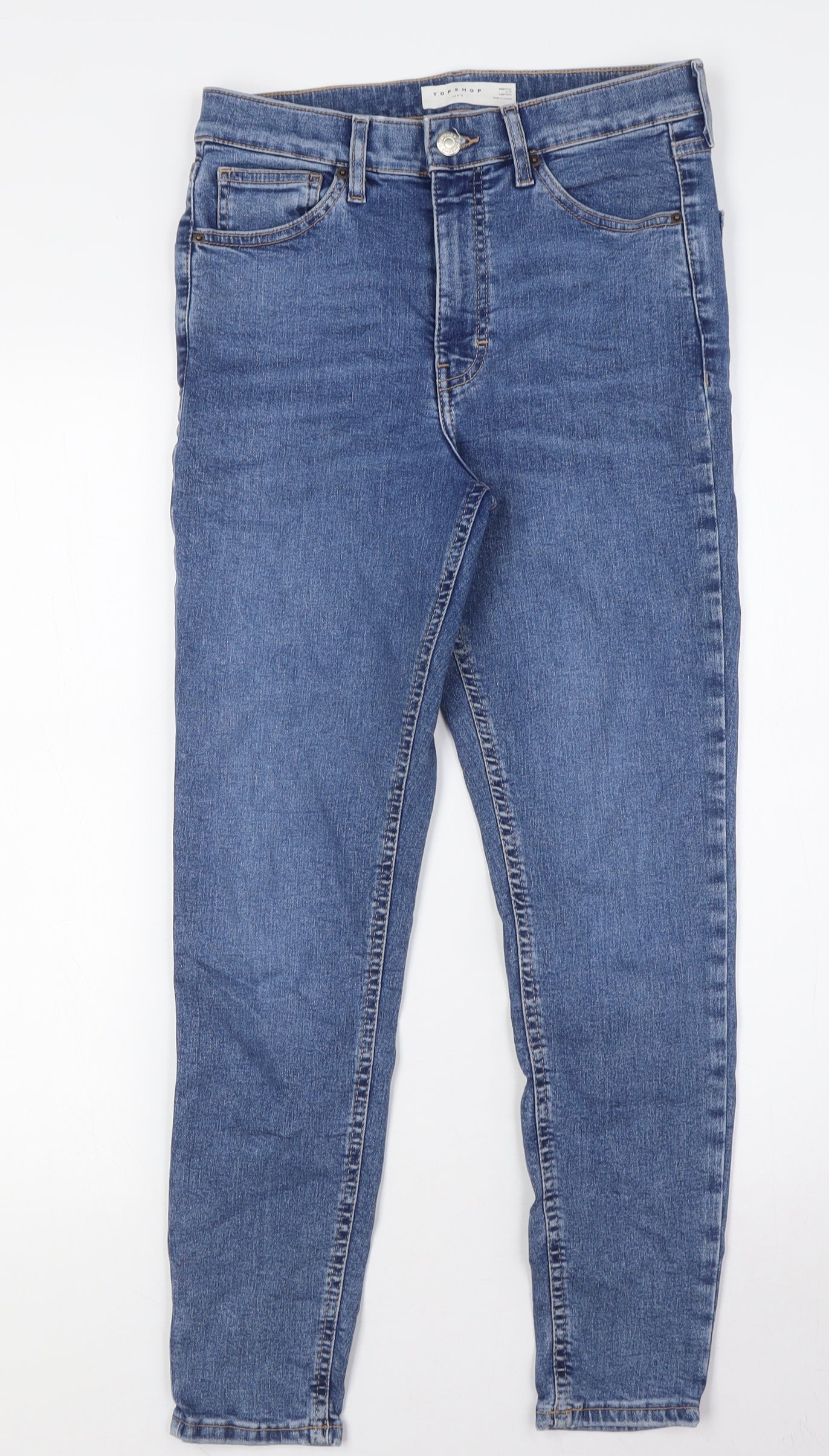Topshop Womens Blue Cotton Skinny Jeans Size 28 L27 in Regular Zip