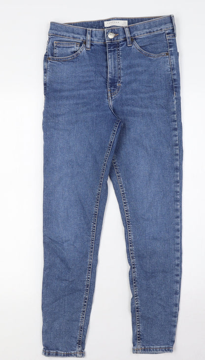 Topshop Womens Blue Cotton Skinny Jeans Size 28 L27 in Regular Zip