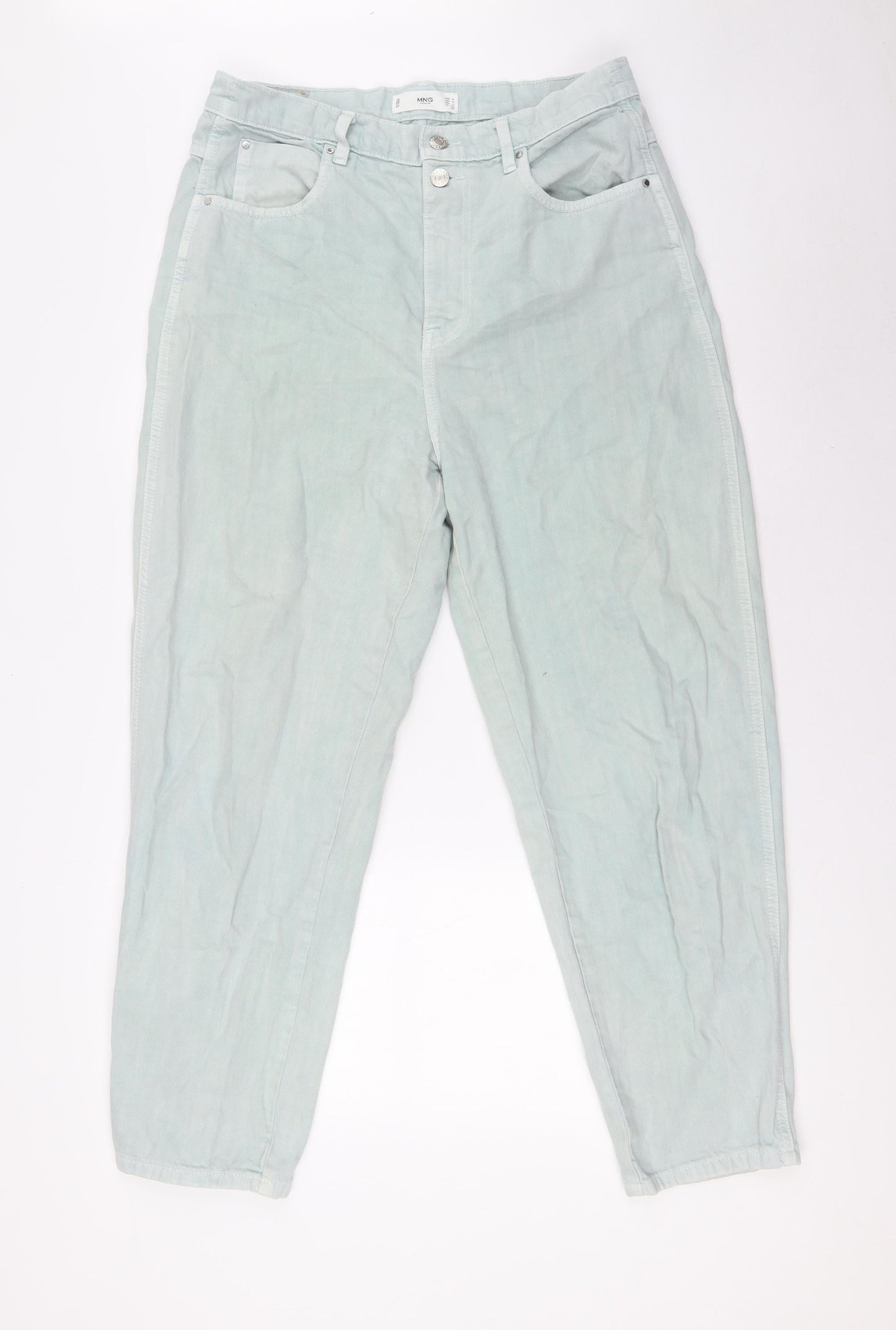 Womens UK Size 12 MNG Regular Fit Mom Green Jeans