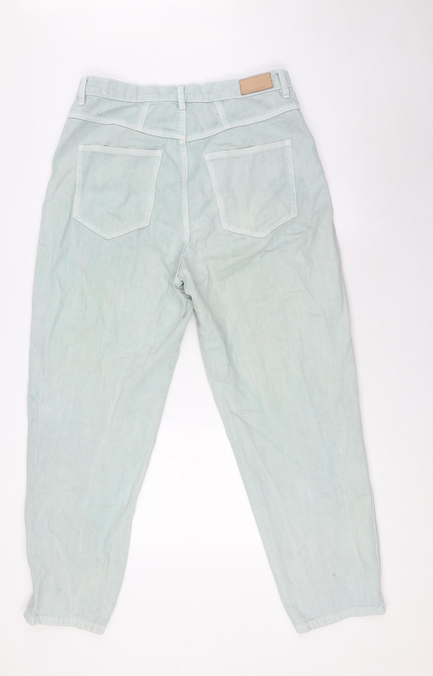 Womens UK Size 12 MNG Regular Fit Mom Green Jeans